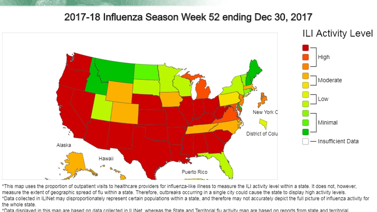 Influenza surveillance map Where is the flu in our state?