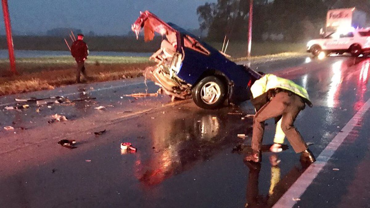 Car split in half in violent car crash that leaves 1 dead, multiple