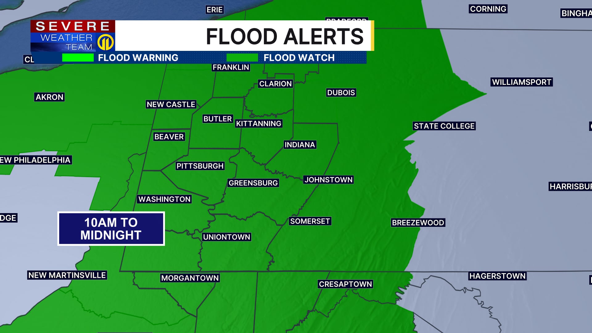 Waves of showers and storms expected throughout Sunday