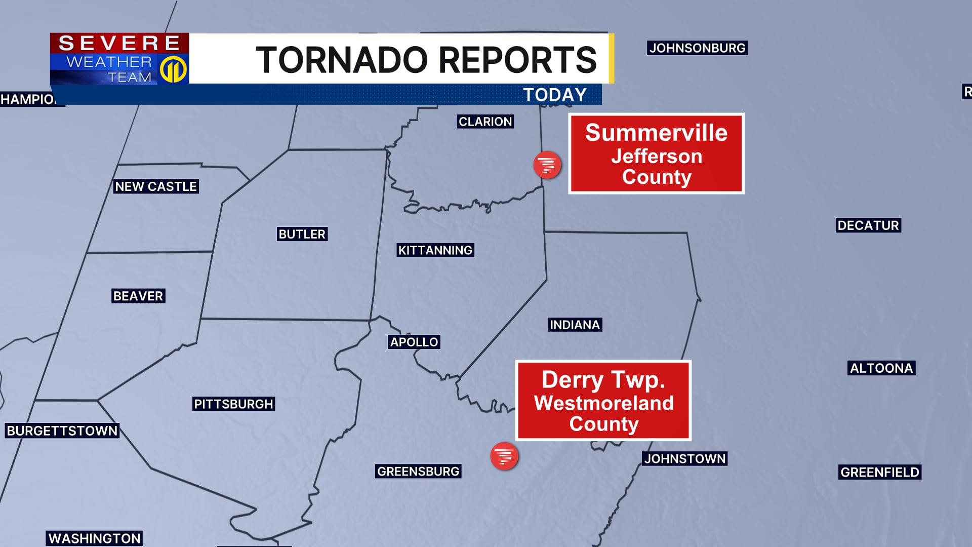 NWS says 2 tornadoes touched down in Pennsylvania on Saturday